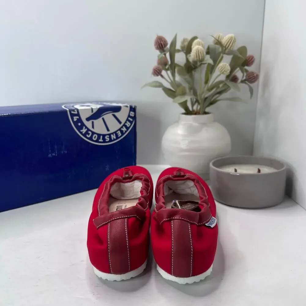 Birkenstock Ponca Slip On Flats Shoes Red Women’s 7 EU 38 NWB Narrow Fit